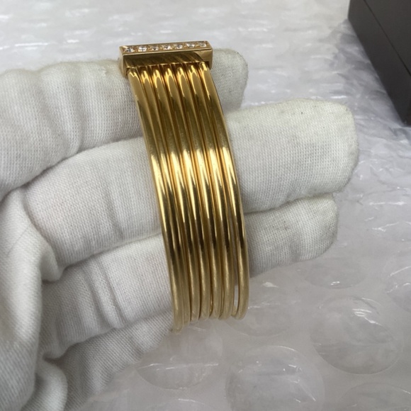 Rare Vintage Gucci Solid 18k Gold Diamond Bangles Bracelet Preowned Condition - Picture 6 of 16